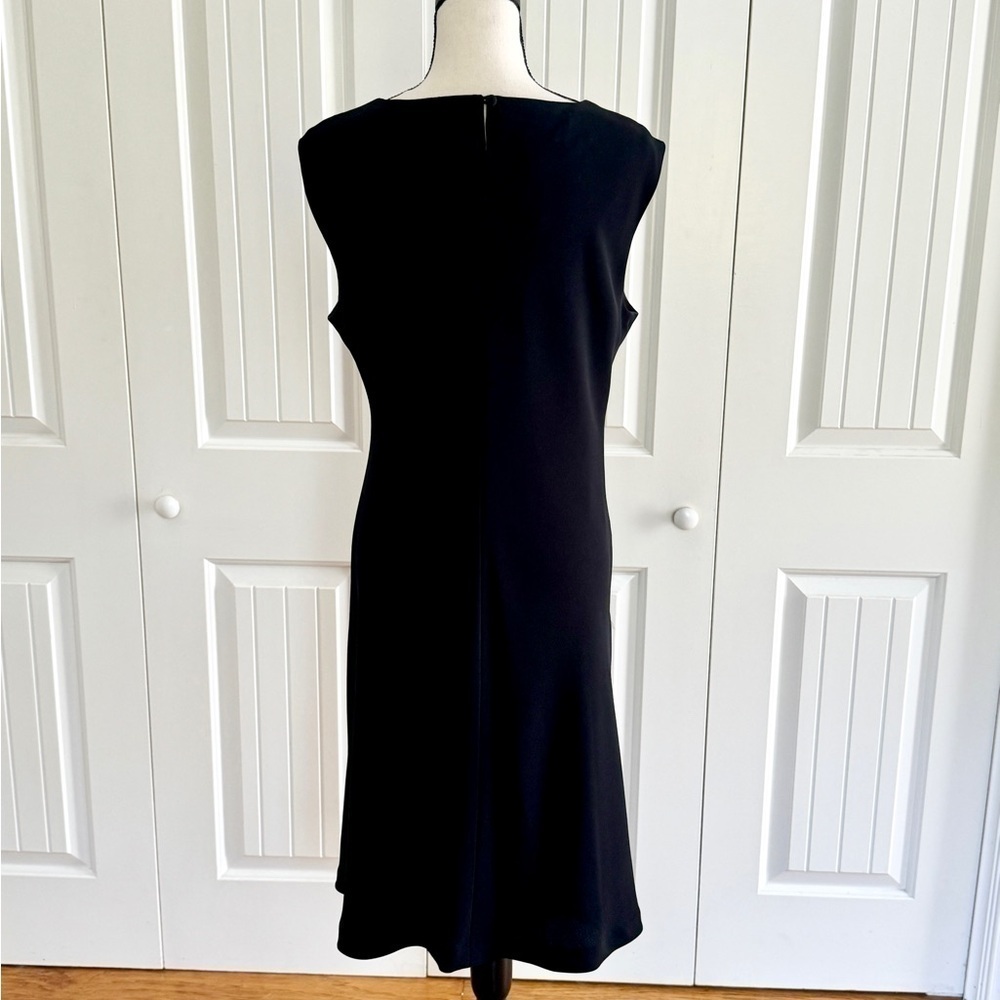 EVAN PICONE Black Floral Beaded Sheath Dress 14 Cocktail Wedding Guest - Picture 7 of 15